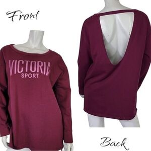 Victoria Sport Womens Blouse Long Sleeve Crew Neck Cutout size xs oversized